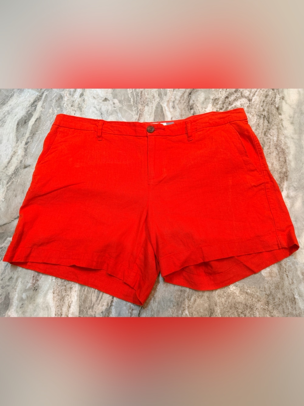 Old Navy Linen Blend Shorts Size 12 Hot Tamale Red Orange Mid Rise